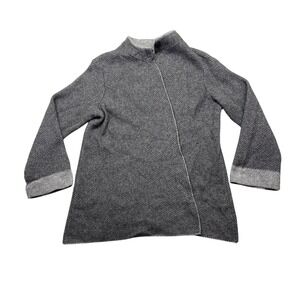 Benedetta B. Merino Wool Cashmere Herringbone Wrap Cardigan Grey Italy Size‎ M
